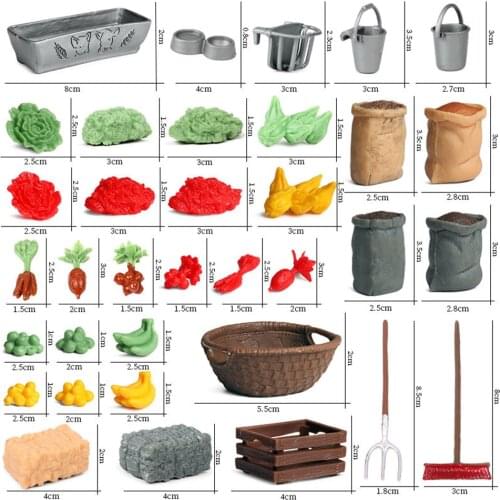 Crafts DIY Farm Model Plastic House Fruits Vegetables Educational Playset