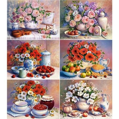 AZQSD Unframe Oil Painting By Numbers Poppy Rose Adult Acrylic Paint Home Decoration Coloring By Numbers Flowers Unique Gift