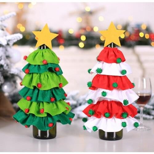 Christmas Tree Wine Bottle Set Design Wine Bottle Covers Holiday Cover Set Christmas Party Holiday Dinner Table Decorations