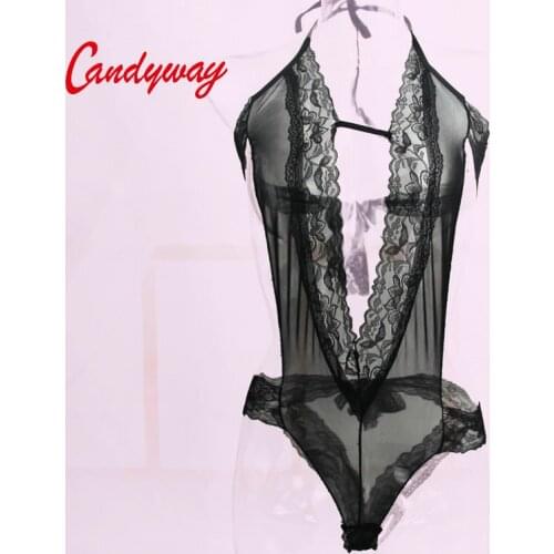 Sexy lace Black erotic lingerie Fashion design as Hollow Out Backless Buttocks Sexy underwear costume hot perspective women