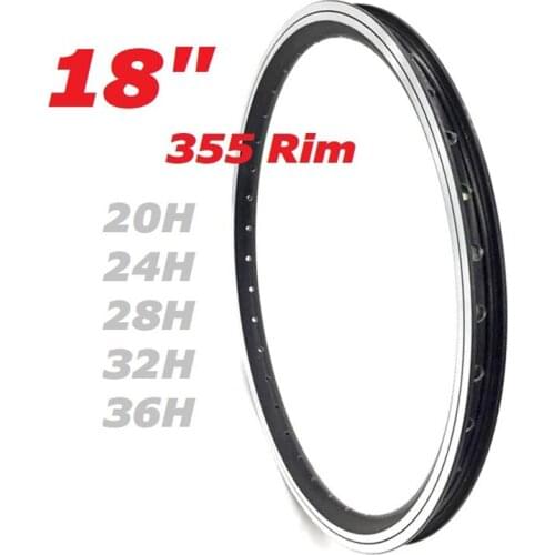 Folding Bike Rims 18 Inch 355 Aluminum Alloy Double Wall Rim 20-24-28-32-36 Hole Schrader Valve