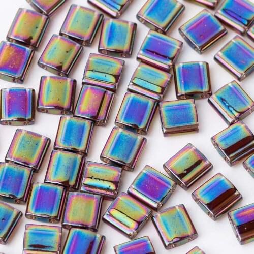 Taidian 5*5*1.9mm Miyuki Glass Tila Beads For Wholesale Handcraft Bohemian Bracelet For Beadwork 5grams/lot About 55Pieces