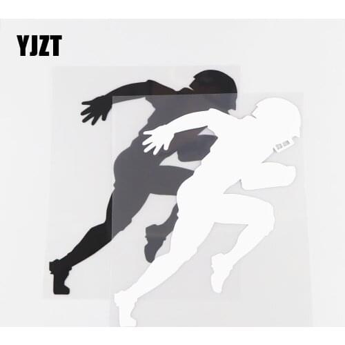 YJZT 13.9×17.4CM Car Sticker High Quality Vinyl Decal Rugby Sports Pattern Car Window Decoration Black/Silver 20A-0178