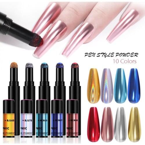 Solid Mirror Magic Powder Pen Cylinder Air Cushion Stylish Colors Phantom Nail Pen Art