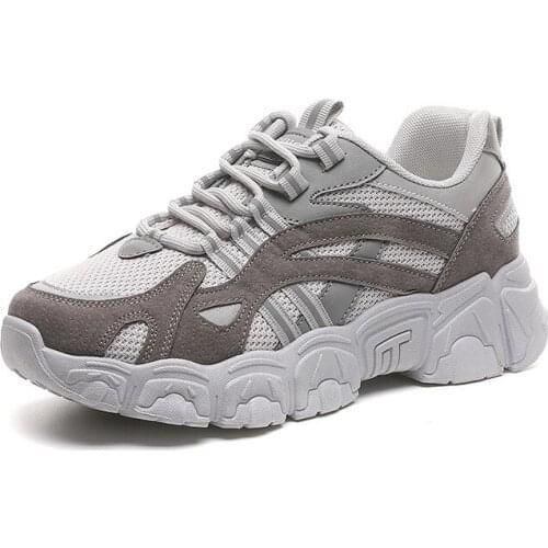 Women Casual Shoes Fashion Breathable Walking Mesh Lace Up Flat Platform Sneakers Female Tenis Thick Sole Vulcanized Shoes