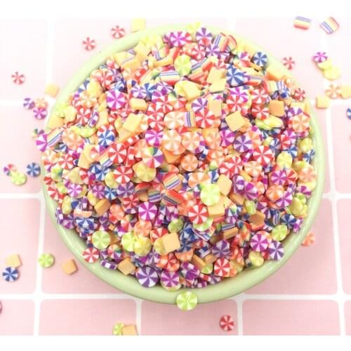 100g/lot Mixed Rainbow Candy Slices Polymer Clay Sprinkles for DIY Nail Arts Decoration Crafts Mini Play Toys Nail Sticker 5mm