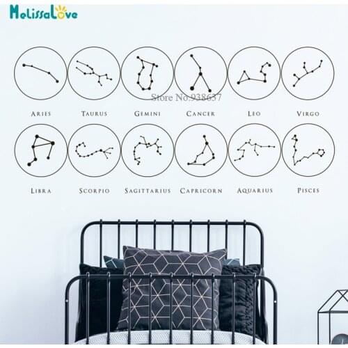 12 pcs/set Zodiac Diagram Constellations Wall Decal Astrology Living Room Apartment Decor Removable Wall Art Stickers BB724