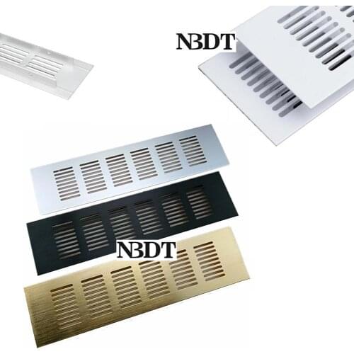 4Pcs 80mm Rectangle Aluminum Perforated Air Vent Ventilation Grille Cover Furniture Cabinet A/C Gold Black Cream White Lacquer