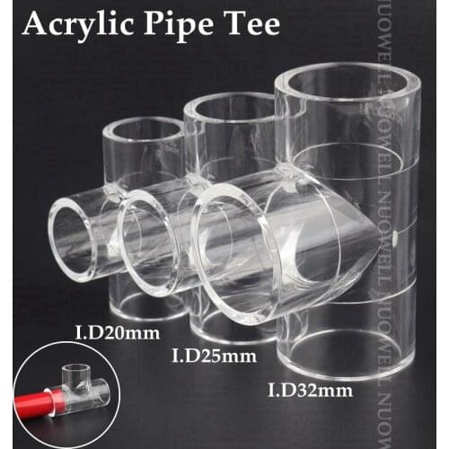 5Pcs I.D20~32mm Transparent Acrylic Pipe Tee Connectors Fish Tank Pipe Fittings Organic Glass Tube Fittings Acrylic Connector