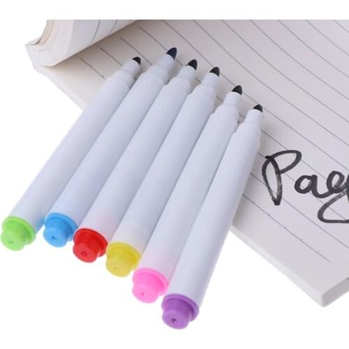 6Pcs/Set Whiteboard Erasable Marker Pen With Eraser School Supplies