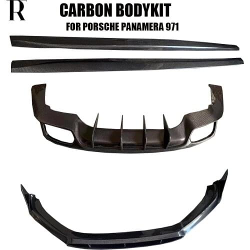 971 Carbon Fiber Bodykit Front Lip Side Skirt Diffuser for Porsche Panamera 971 2017 2018 2019 Auto Racing Car Body Kit