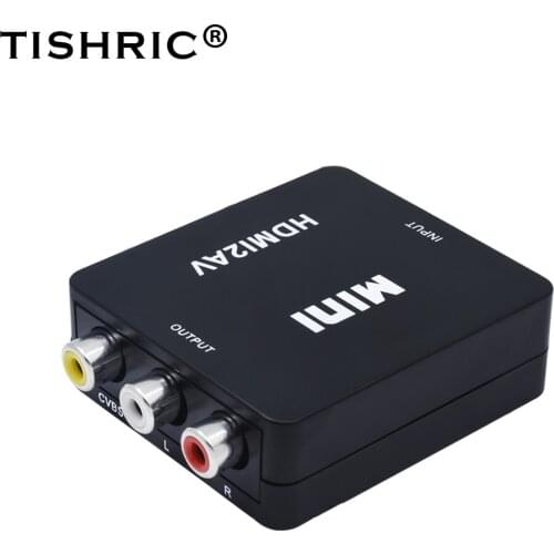 TISHRIC HDMI-compatible To AV RCA Male-Female Adapter HD 1080P Video Converter Box Support PC Laptop TV Box Projector