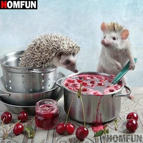 HOMFUN Full Square/Round Drill 5D DIY Diamond Painting "Animal hedgehog" Embroidery Cross Stitch 5D Home Decor Gift A17833