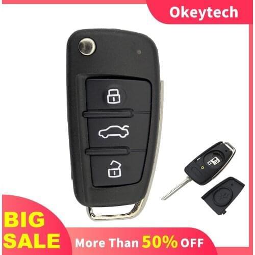 OkeyTech 10PCS/Lot 3 Buttons Flip Folding Car Remote Key Shell For Audi A2 A3 A4 A6 A6L A8 S5 Q7 TT Replacement Case Cover Fob
