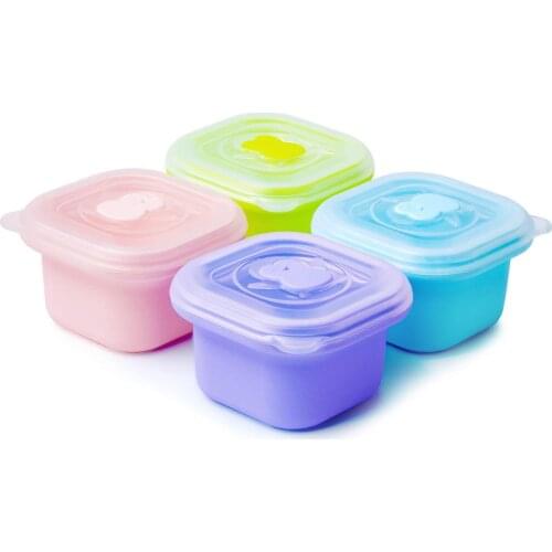 Baby Food Storage Case Silicone Food Containers with Lids Freezer Stackable Soft Box for Infant Food 200ML 100ML Reusable color