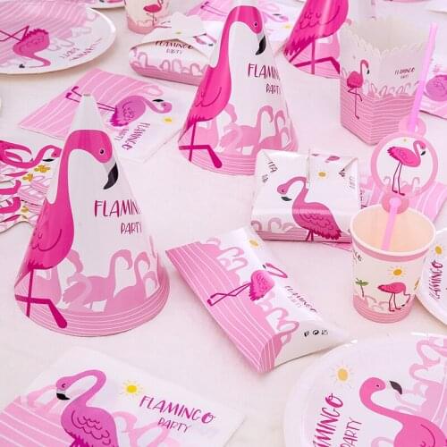 Flamingo Birthday Party Decor Paper Plates Napkins Cups Tableware Flamingo Wedding Decoration Summer Party Supplies HL79