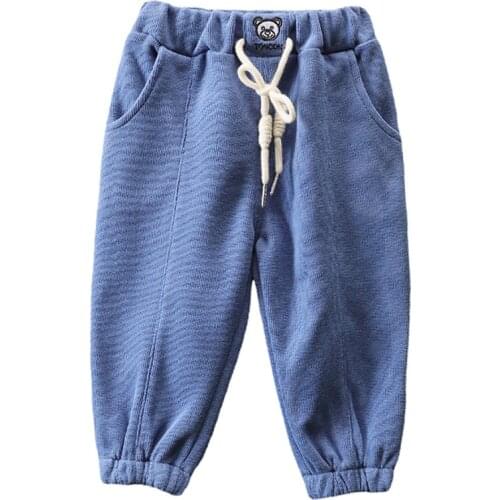 Kids Boys Girls Long Pants Spring Autumn 2021 New Cartoon Knitting Soft Harlan Trousers Children Clothing Baby Sports Pant