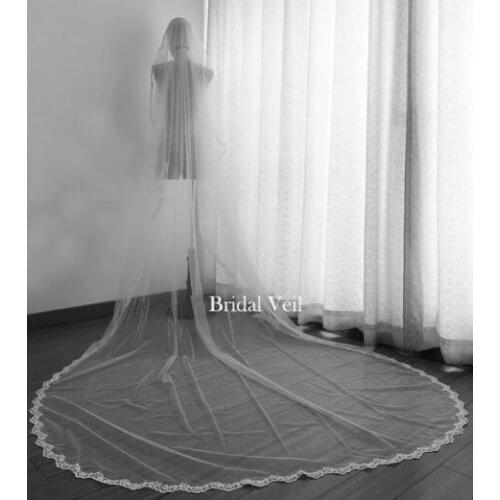 Cathedral Lace Veil One Tier White Ivory Bridal Tulle Veil No Comb Wedding Accessories