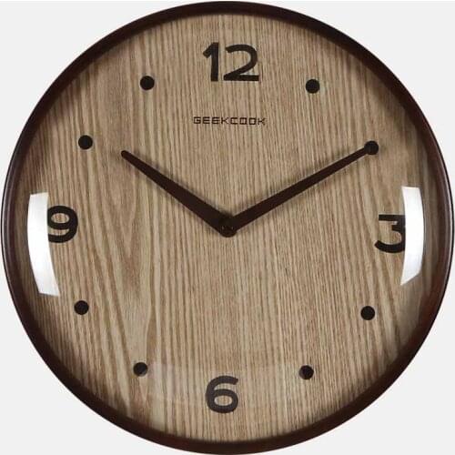 Chinese solid wood wall clock mute living room office classical clock table retro Chinese style round hanging table