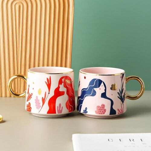 Nordic hand-painted Phnom Penh ceramic cup home celebrity creative ins coffee girlfriends single layer water cup mug