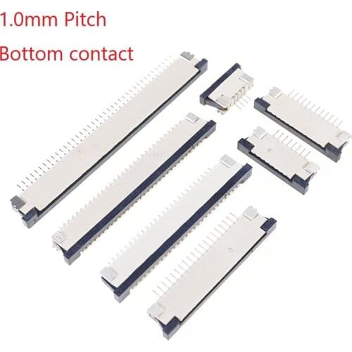 10pcs FFC FPC connector 1.0 mm 4 Pin 5 6 7 8 10 12 14 16 18 20 22 24 26 28 30 34 40 Pin Bottom Contact Right Angle SMD SMT ZIF