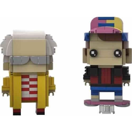 MOC Mini Cartoon Characters Dr.Brown and Marty McFly Building Blocks Kit For Back to the Future Brickheadzalss Figures Xmas Gift