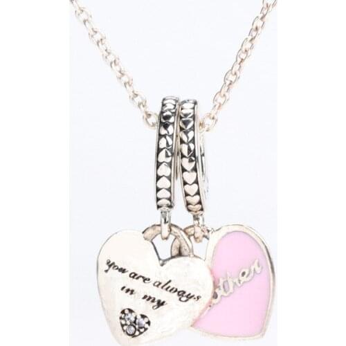 Bewill S925 Sterling Silver Mothers Day Heart-shaped Pendant Fit Original Charms Necklace