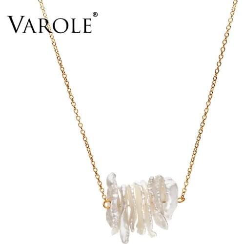 Varole Summer Style Irregular Freshwater Pearl Necklace Pendant for Women Gold Color Necklace Jewelry Wholesale