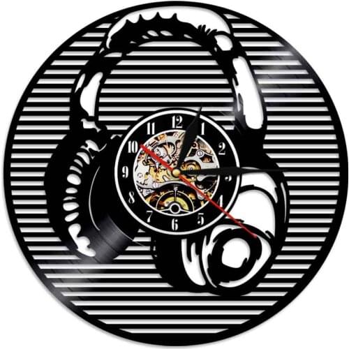 Musical Instrument Headset Wall Clock Vinyl Record LP Record Laser Cut Time Clock Home Decoration Art Wall Decor Clocks