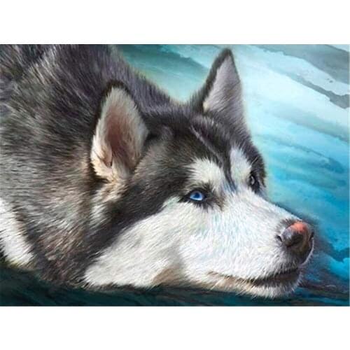 Animal Dog Husky DIY Embroidery 11CT Cross Stitch Kits Craft Needlework Set Cotton Thread Printed Canvas Home Wholesale