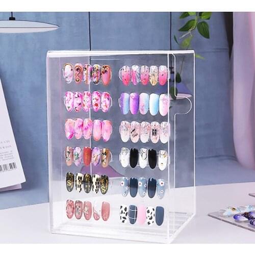 Push-pull Style Acrylic magnetic Board Display Tools Dust-proof Nail Tips Polish Display Rack 5 Layers Nail Color Display Board