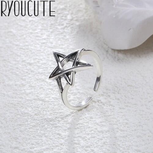 New Trendy Silver Color David Star Rings for Women Adjustable Size Engagement Rings Girls Gifts Party Jewelry Anillos