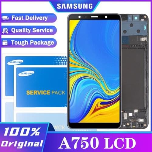 Original 6.0'' Super AMOLED LCD for Samsung Galaxy A7 2018 A750 SM-A750F A750F Display With Touch Screen Assembly Repair Part