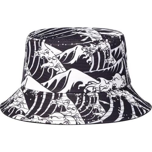 Summer Sun Hats Men Bob Fishing Caps For Women Vintage Print Fashion Casual Bucket Hat Gorro Bucket Cap