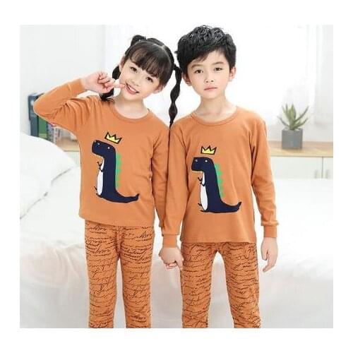 Pajamas set animal pattern cartoon pajamas cotton pajamas children home clothes boys and girls long-sleeved clothing pajamas