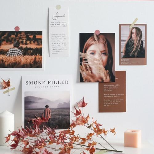 Poster 6PCS European American Literary Style Wall Decoration Card Dormitory Bedroom Background Photo Wall Postcard Wall Sticker