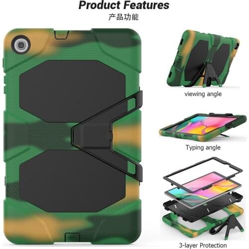 Shockproof Drop Resistance Silicone Back Cover with Kickstand for Samsung Galaxy Tab A 10.1 2019 T510 T515 Tablet Hybrid Case