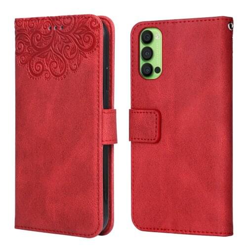 Luxury Leather Case for OPPO Reno4 Pro 5G Flower Embossing CPH2173 PEEM00 Wallet Flip Phone Case for OPPO Reno 4 Pro 5G Cover