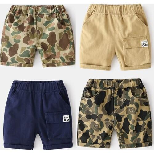 Summer Boys Camou Shorts Quality Elastic Waist Kids Trousers Knee Length Pants Childrens Clothes