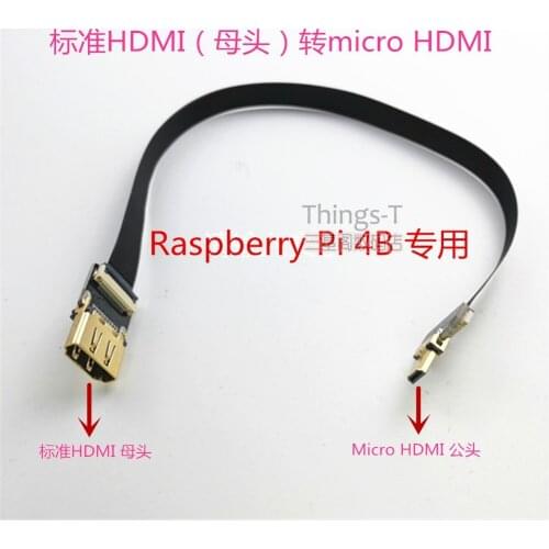 Standard HDMI (female) to Micro HDMI (male) support Raspberry Pi 4B model