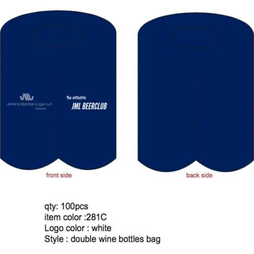 100pcs Custom Design Double Wine Bottle Cooler Bag WITH Customized Your LOGO Printed Cooler Bags For 750ml Wine Bottle