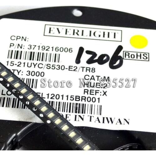 1000PCS/LOT ( Make EVER LIGHT ) 3216 1206 yellow SMD LED lamp beads bright LED light emitting diode