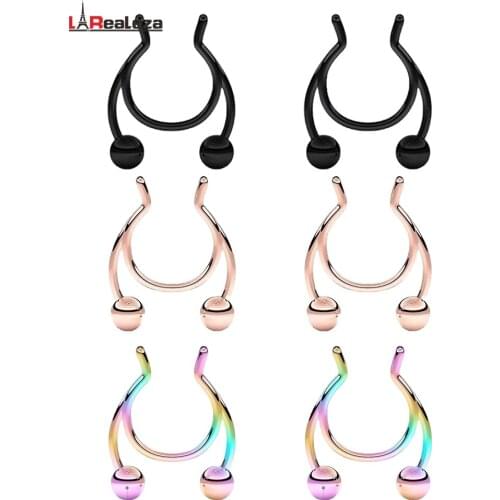 14G-316L Stainless Steel Horn-Shaped Nostril Clip For Boys And Girls, No Perforated Jewelry for Artistic Beauty