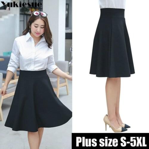 2018 fashion woman skirts Womens Korean Version Pleated Skirt Umbrella Skirt High Waist Bottom A-line Skirts Plus size 5xl