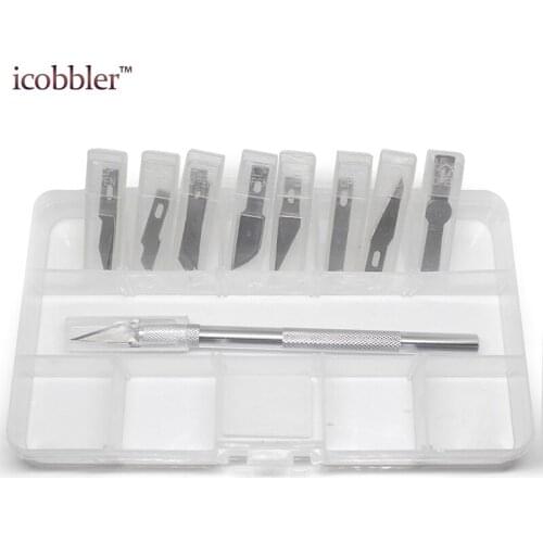 40pcs Blades Knifes Wood Carving Tools Razor Hobby Leather Fruit Food Craft Sculpture Engraving 8 Types Blades with Storage Box