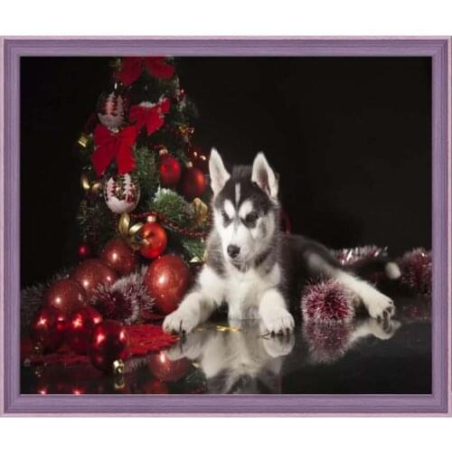 5D Diy Diamond Painting Christmas Husky dog Decoration Full Square Round Mosaic Drill Beaded Embroidery animal cute pet
