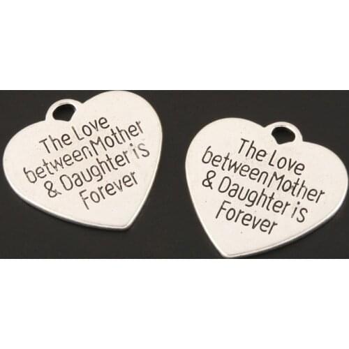 8pcs Charms Mother And Daughter Forever Silver Color Pendant For Jewelry Making DIY Handmade Accessorie