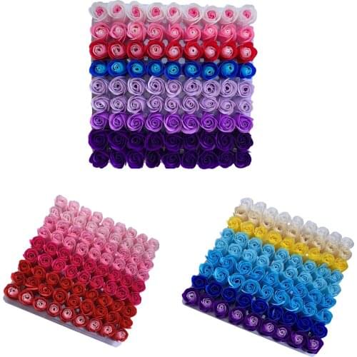 81Pcs Color Mixing Rose Bath Body Flower Floral Soap Scented Rose Flower DIY Gifts for Valentines Day Wedding Party