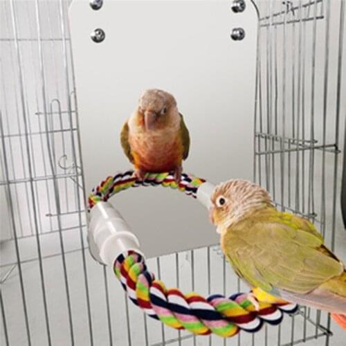 Acrylic Parrots Swing Toy Birds Perch Hanging Swings Cage With Colorful Chew Rope Toys Bird Supplies