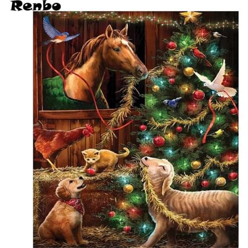 5d diy diamond painting Cross Stitch kits,Diamond Embroidery Christmas Tree Deers,Horse,full square Diamond Mosaic Decor Gift